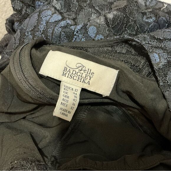 Belle Badgley Mischka navy lace overlay midi dress - Picture 8 of 10